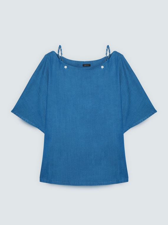 Blusa con escote barco en tencel