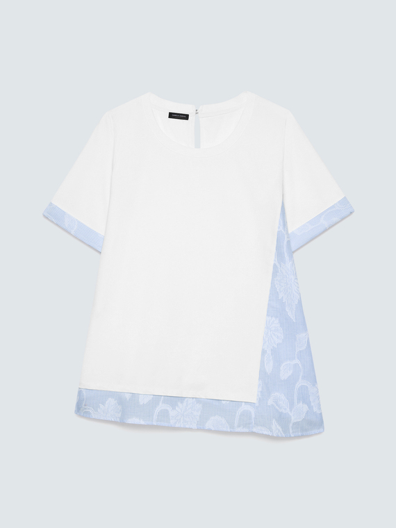 Jersey t-shirt with striped inserts