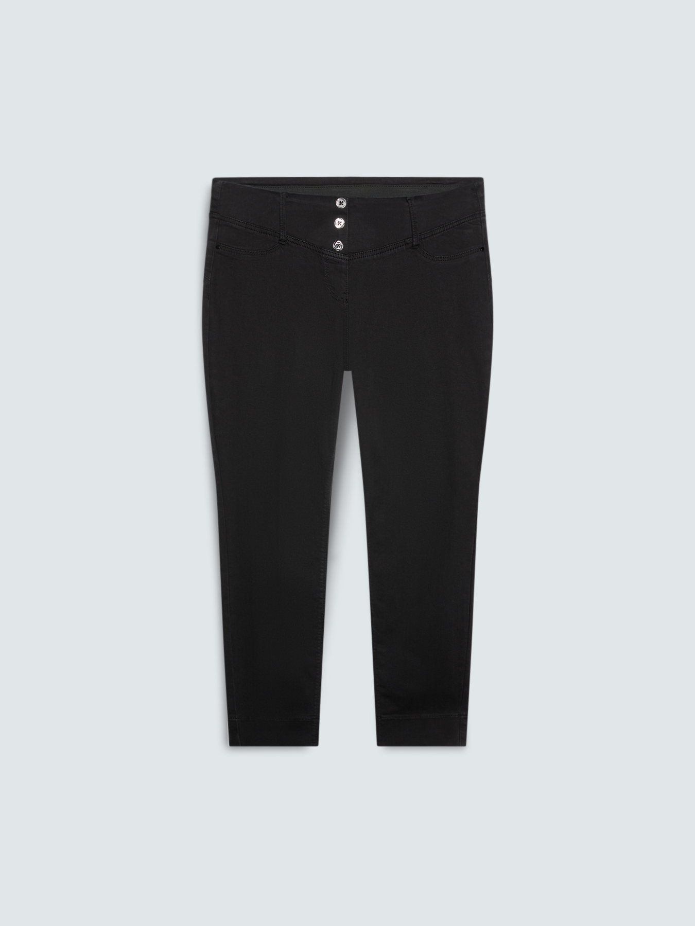 Black denim jeggings with three buttons image number 0