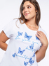 T-Shirt mit gestickten Schmetterlingen und Schriftzug image number 3
