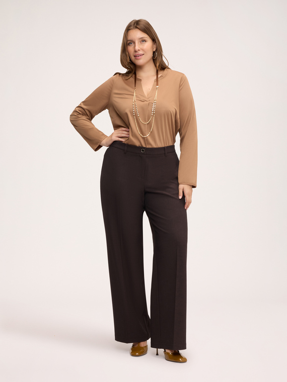 Satin-Bluse mit V-Ausschnitt