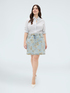 Denim mini skirt with floral print image number 0