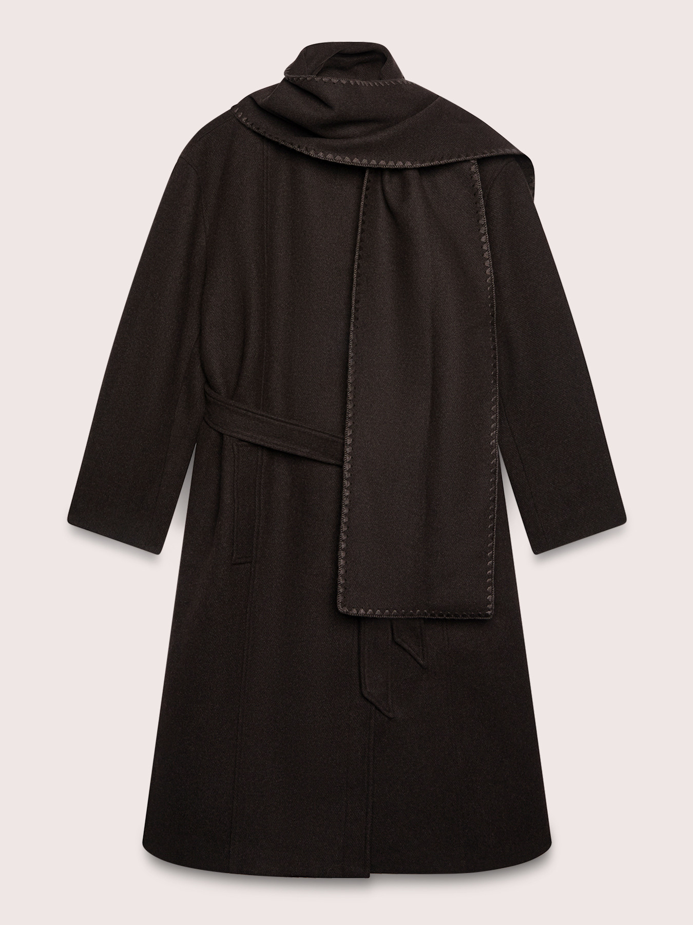 Wool-blend coat with waist belt image number 5
