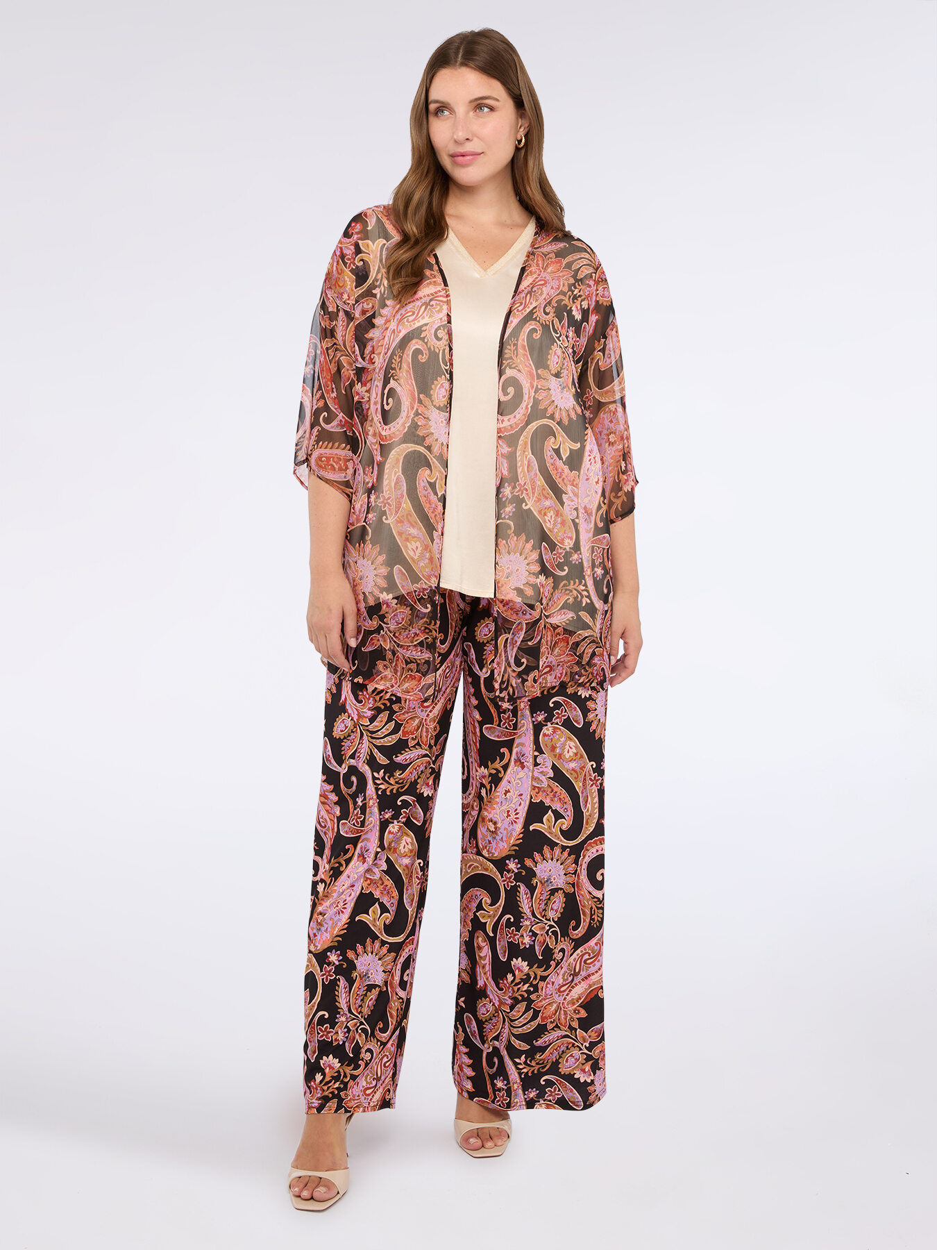 Kimono aus Cr&ecirc;pe mit Paisley-Druck. image number 3