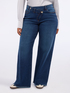 Jeans Wide Leg in denim con chiusura asimmetrica image number 2