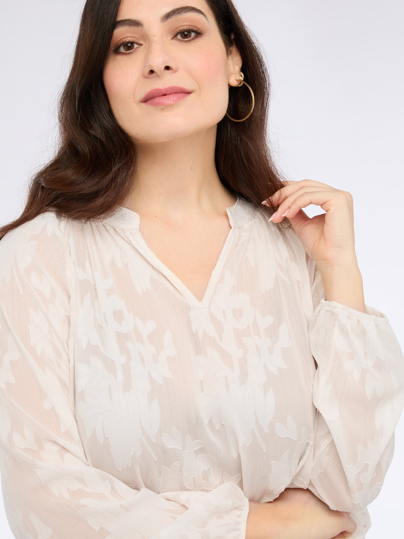 Bluse mit Blumendruck und V-Ausschnitt image number 3