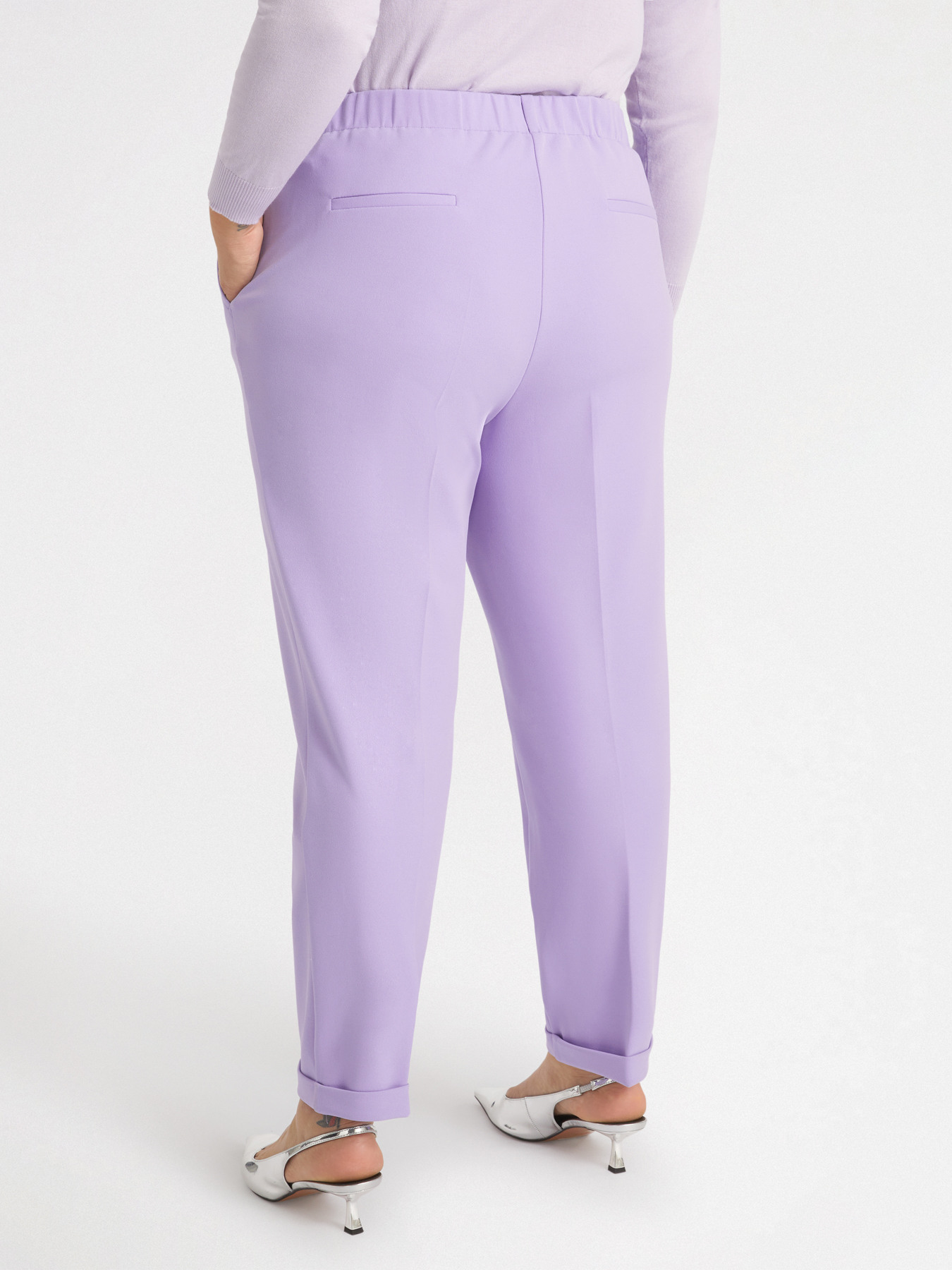 Crepe scuba fabric carrot fit trousers image number 2