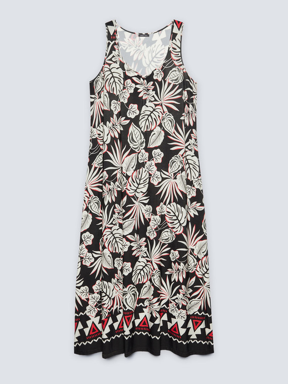 Long printed beach cover-up dress