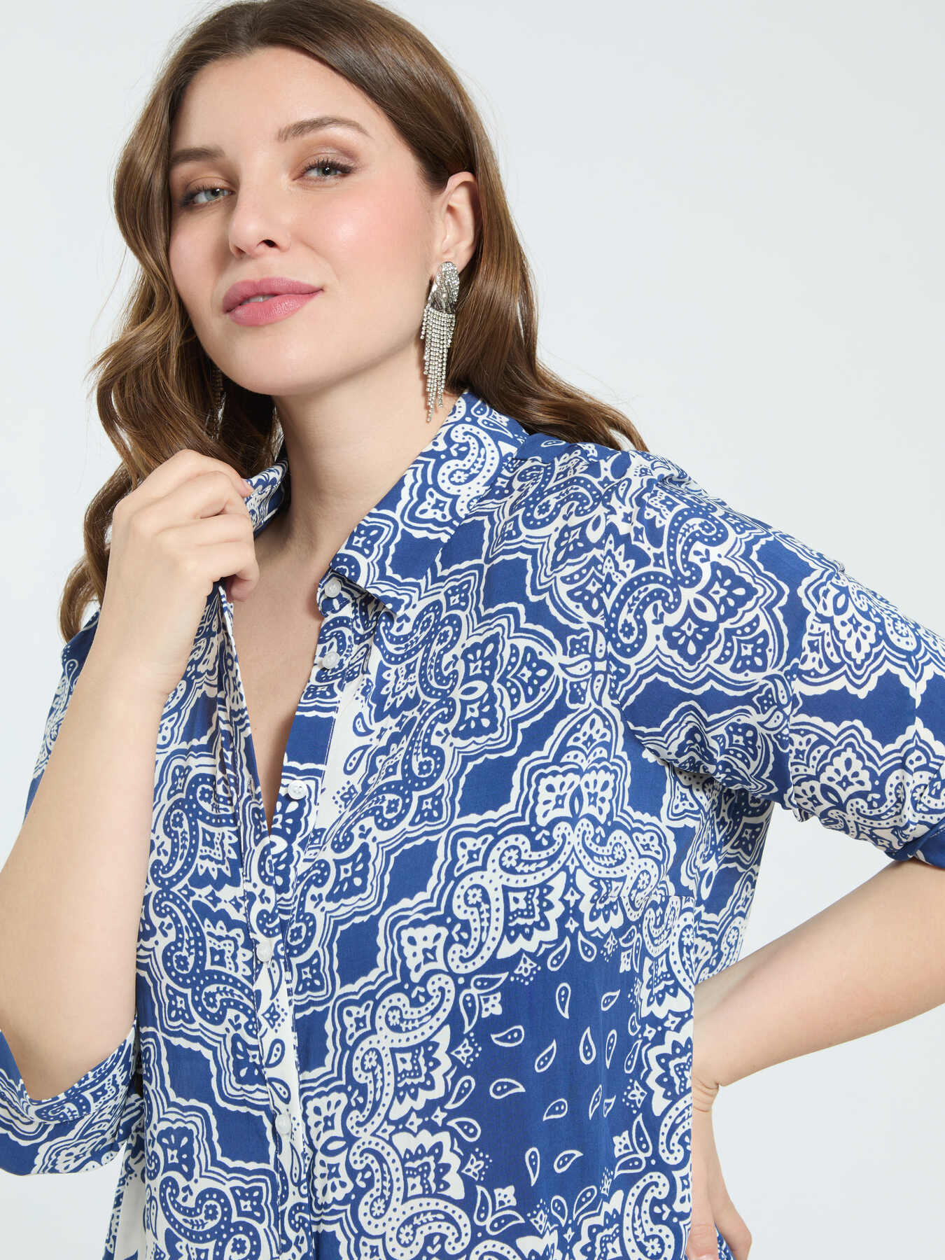 Bandana print shirt dress image number 2