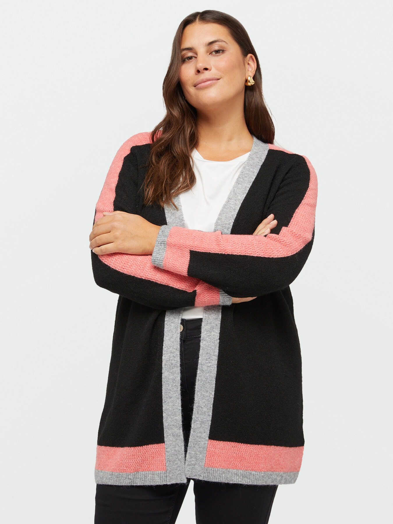 Cardigan mit farblich abgesetzten Bord&uuml;ren image number 2