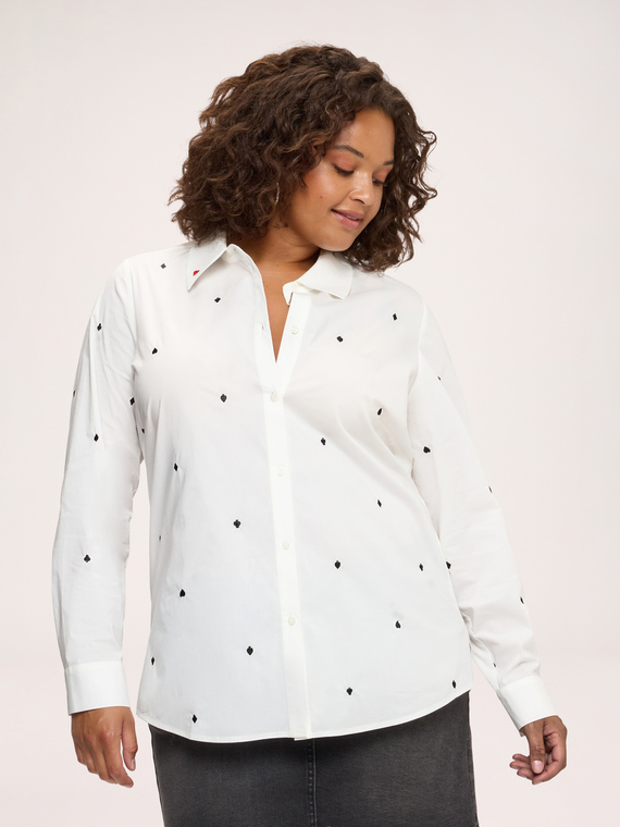 Camisa de algod&oacute;n el&aacute;stico con bordados all over