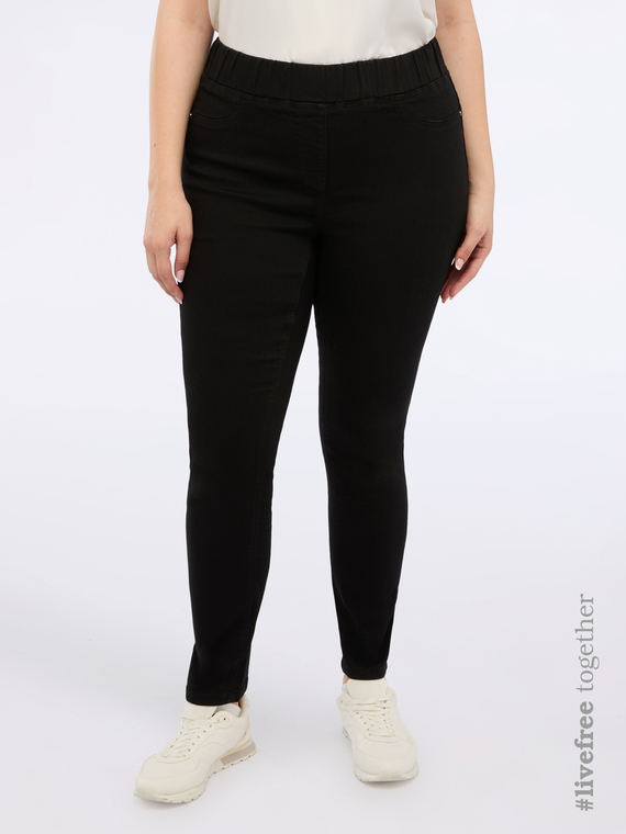 Jeggings total black con vita elasticizzata