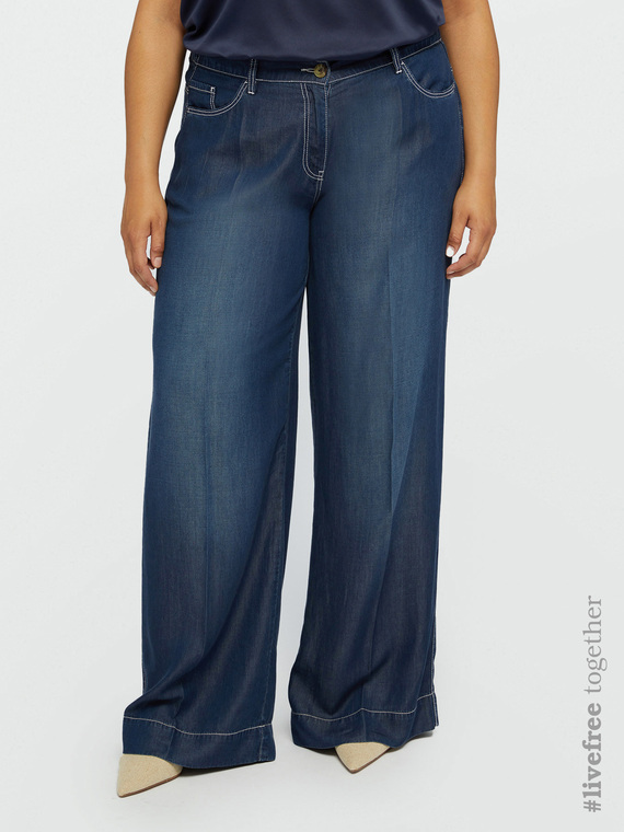 Fiorella Rubino - Wide leg in TENCEL™ Donna, Blu Taglia: 35 (44 IT)
