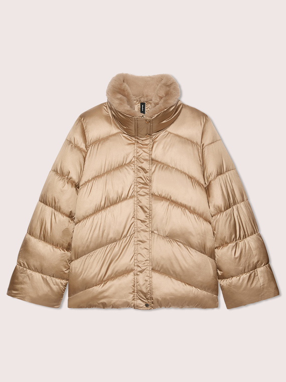 Doudoune courte avec col en peluche