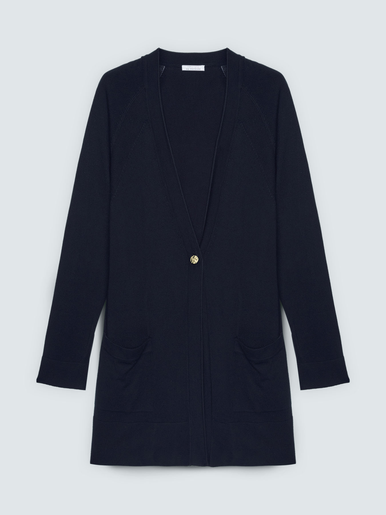 Long V-neck cardigan in fine knit image number 4