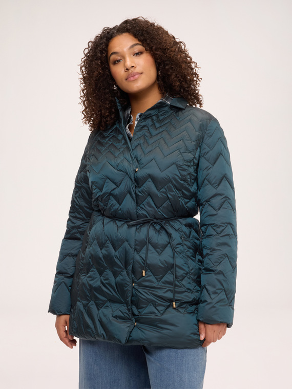 Quilted down jacket with chevron pattern