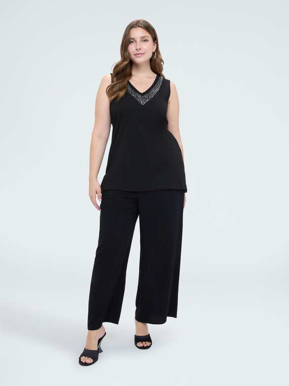 Cotton top with rhinestones