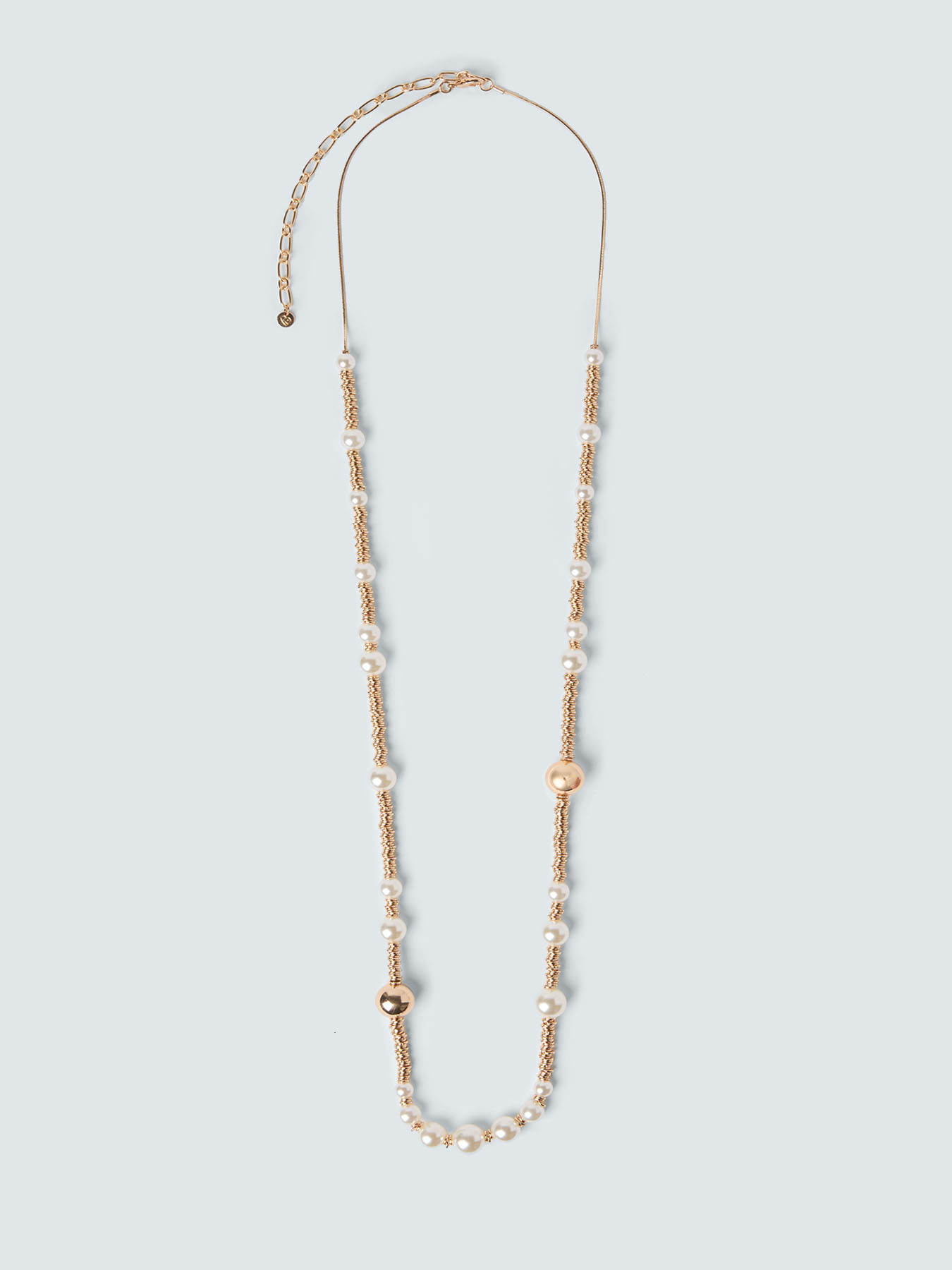 Long necklace with pearls and golden elements image number 1
