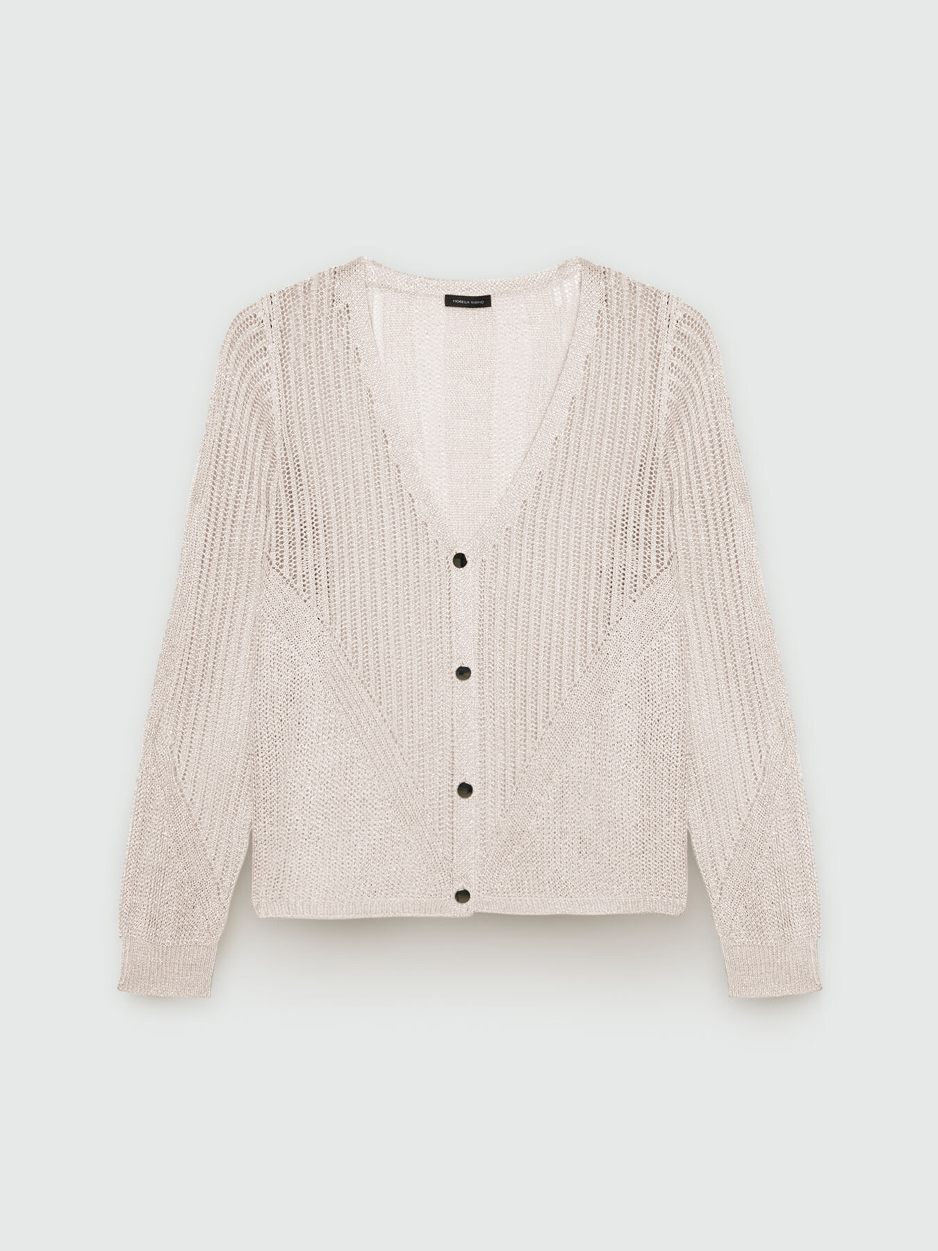 Cardigan mit Lochmuster aus Lurexgarn image number 4