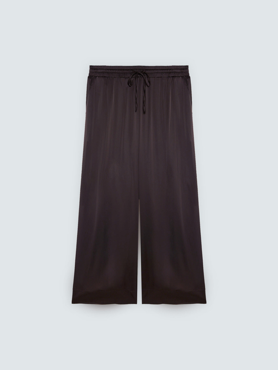 Wide Leg Trousers in Viscose Satin