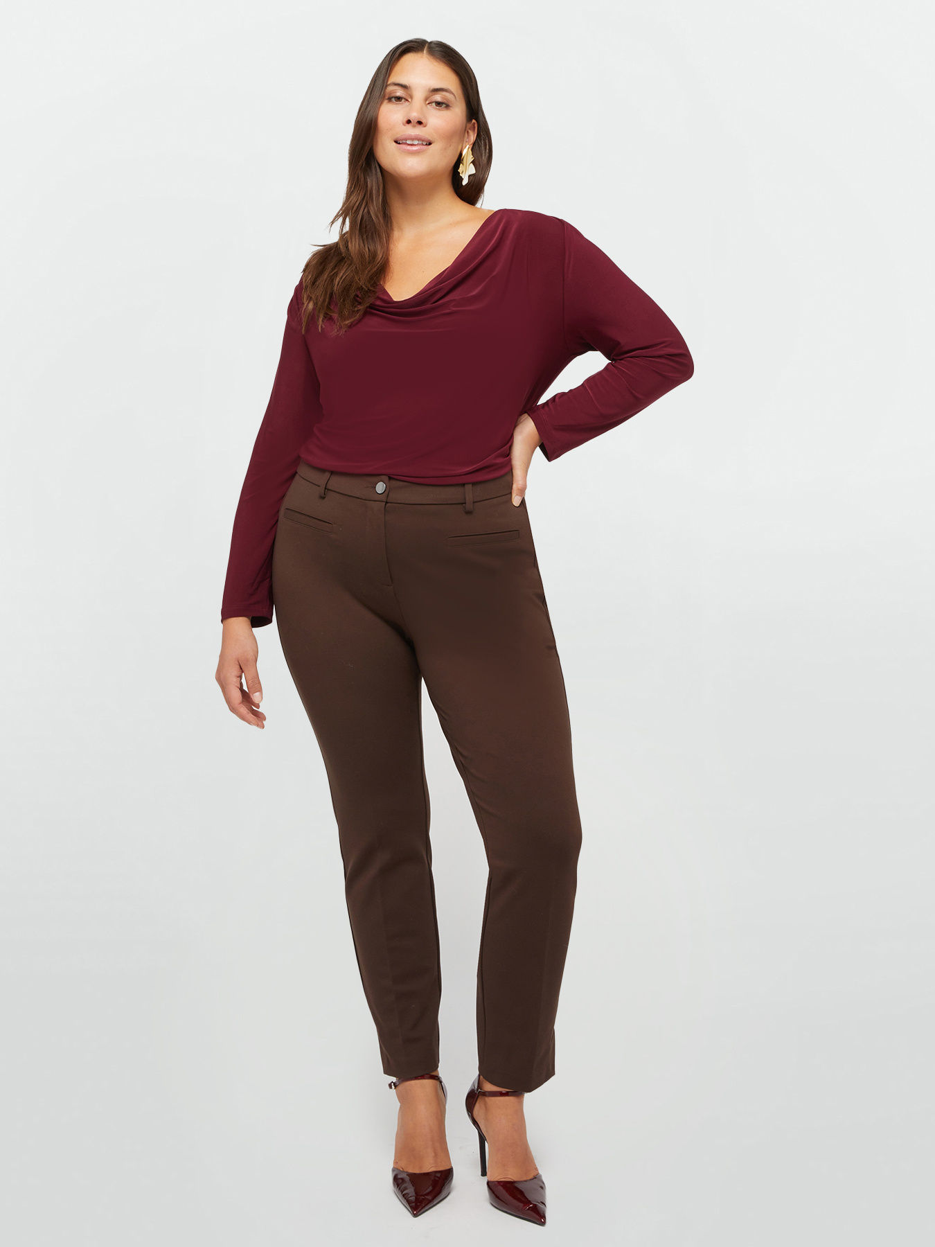 T-shirt with cowl neck image number 0