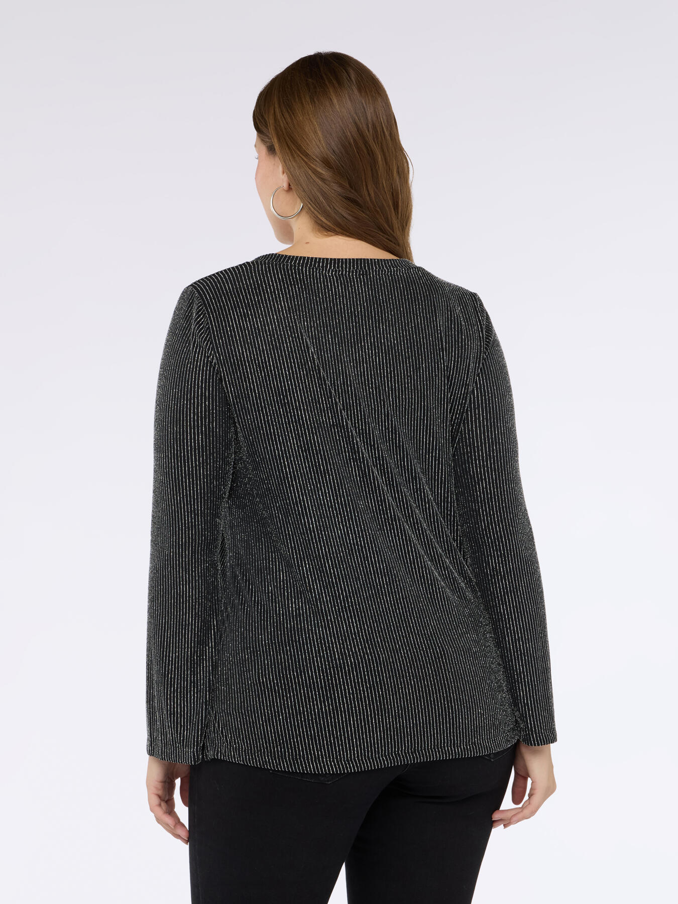 T-shirt in jersey laminato con scollo a V image number 1