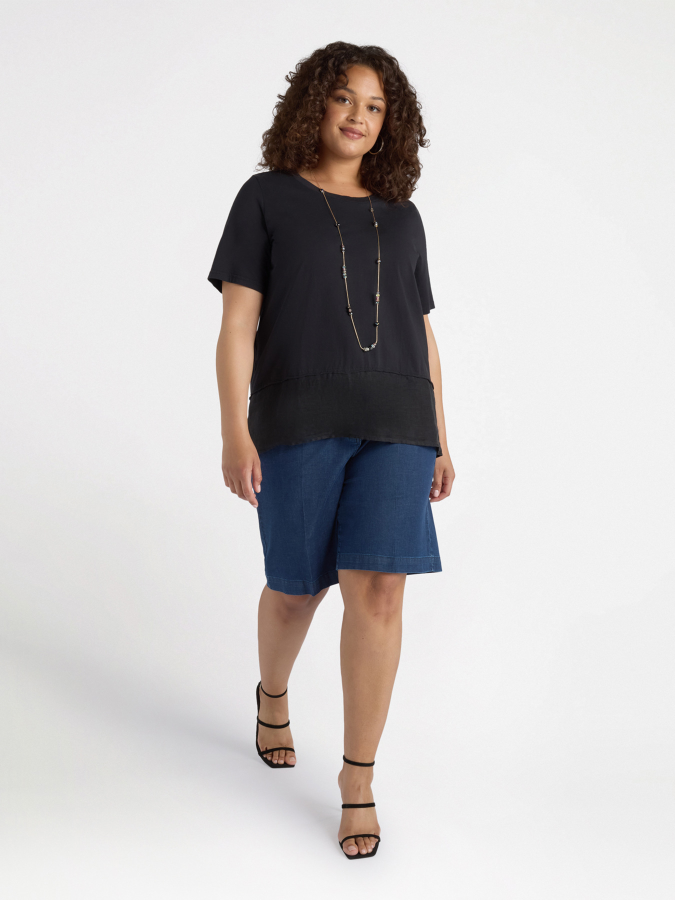 Dual fabric boxy T-shirt image number 0