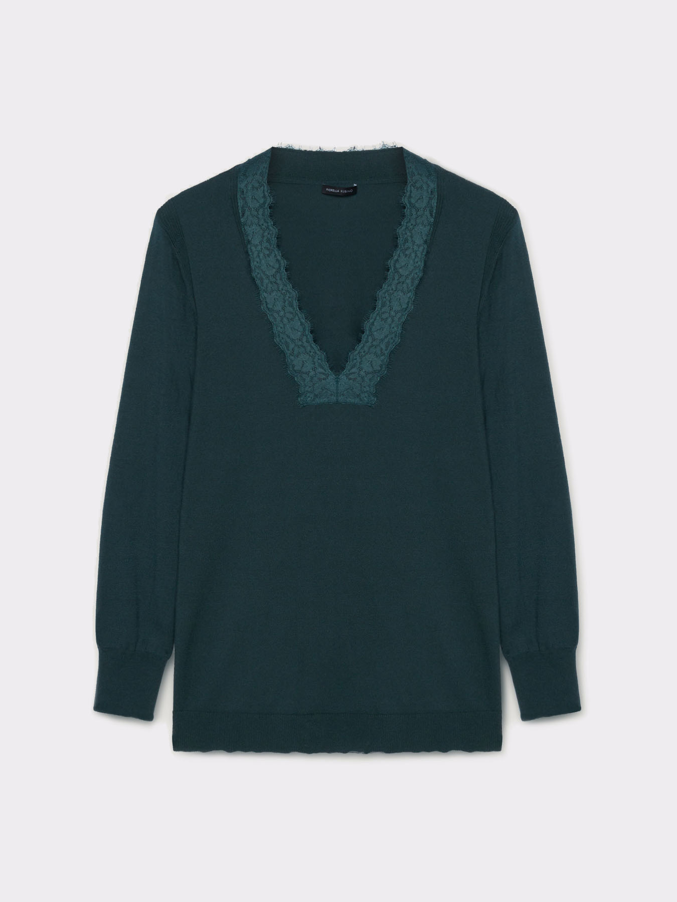 Jersey de escote de pico con encajes image number 3