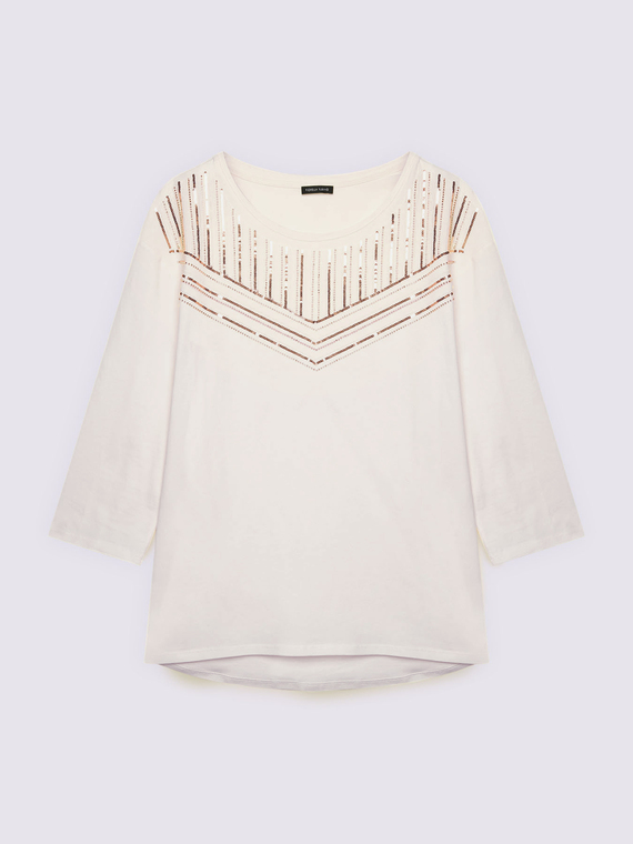T-shirt in cotone con paillettes