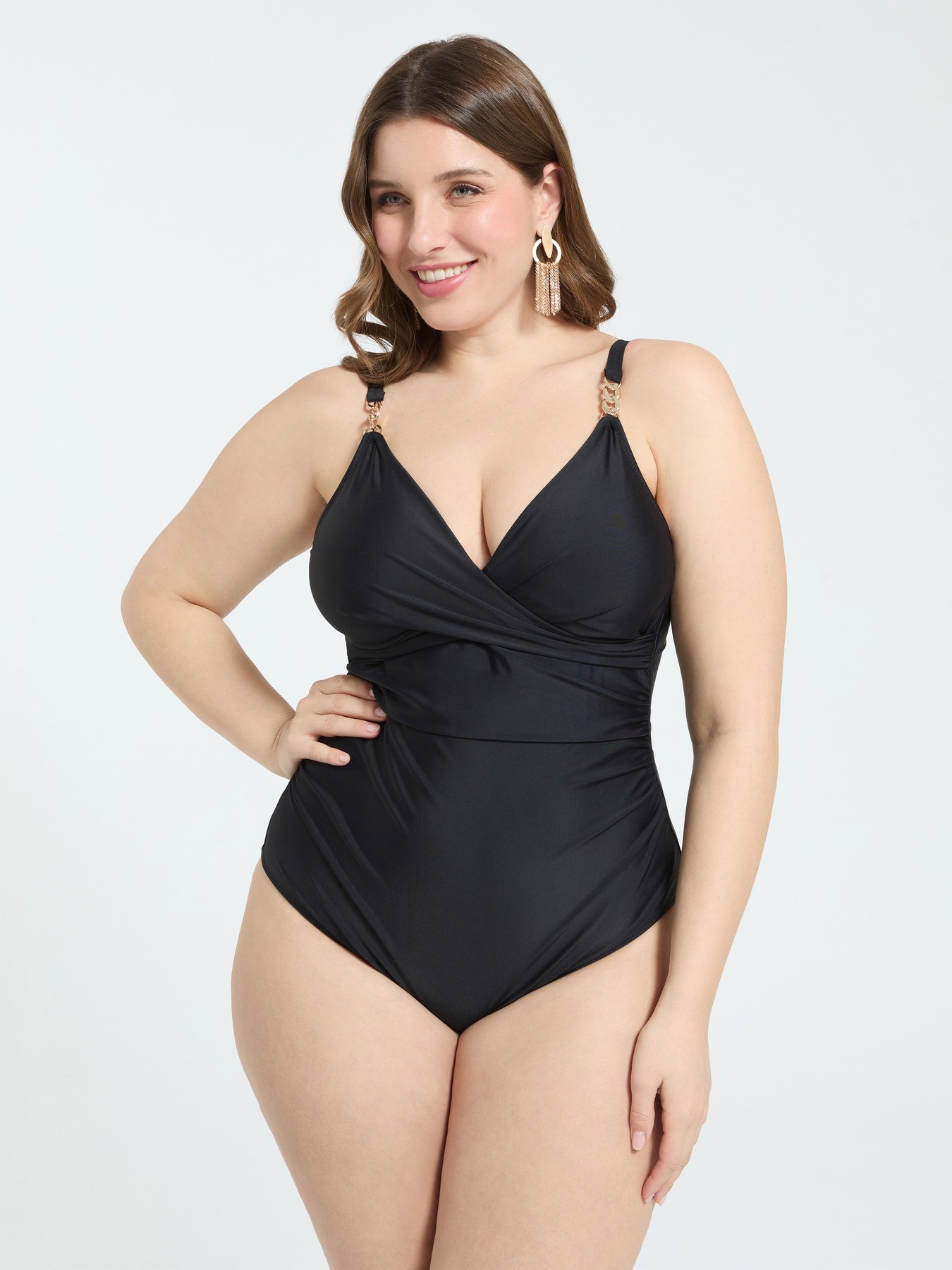 One-piece swimsuit with crossover neckline image number 4