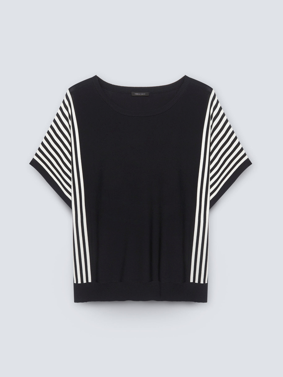 T-shirt with striped side inserts