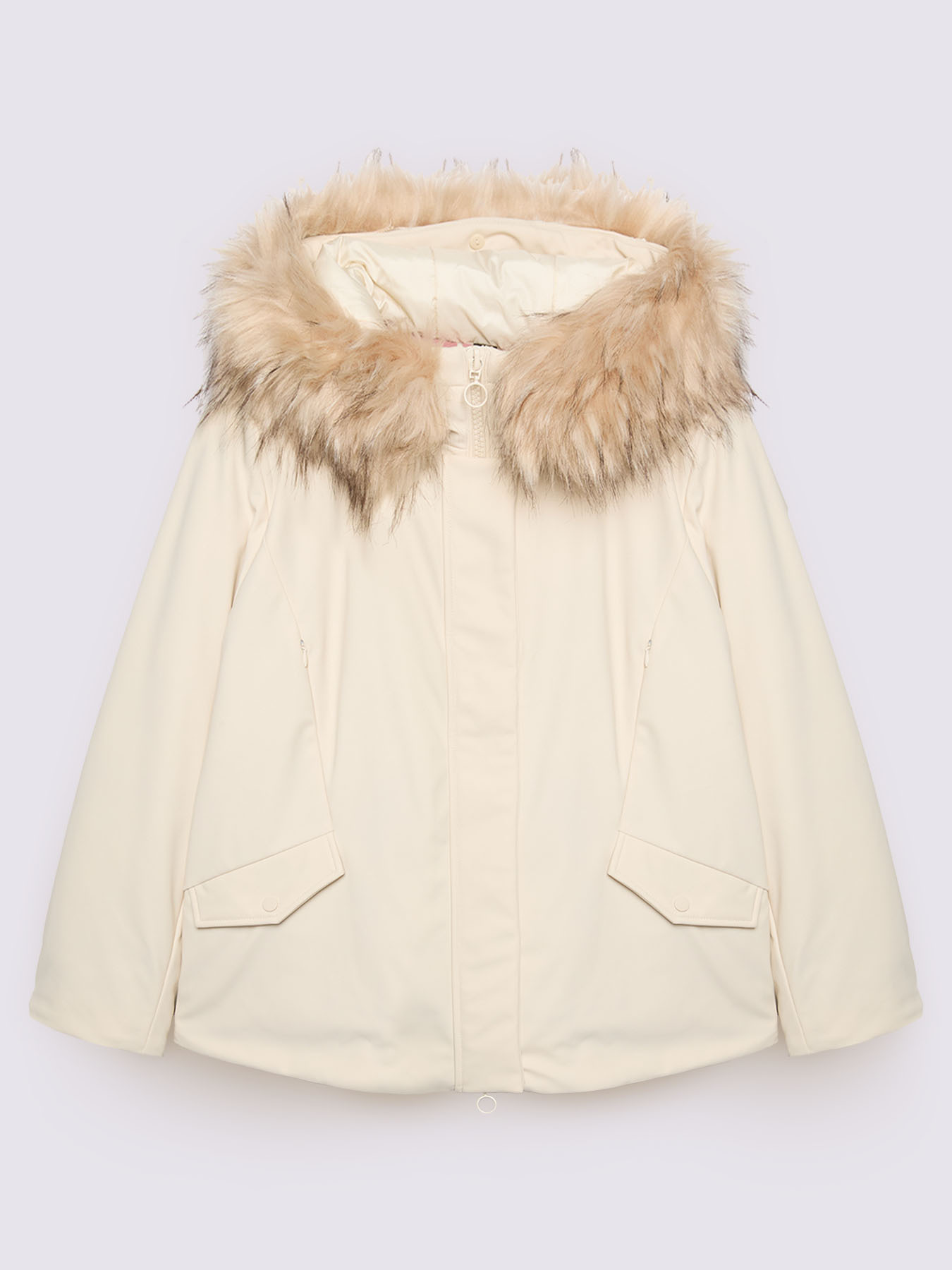 Down jacket with hood and trim image number 4