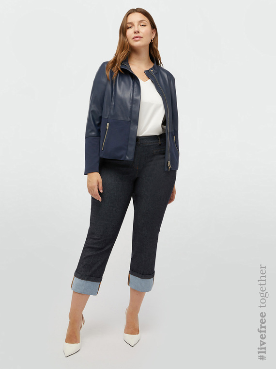 Fiorella Rubino - Jeans con maxi risvolto Donna, Blu Taglia: 35 (44 IT)
