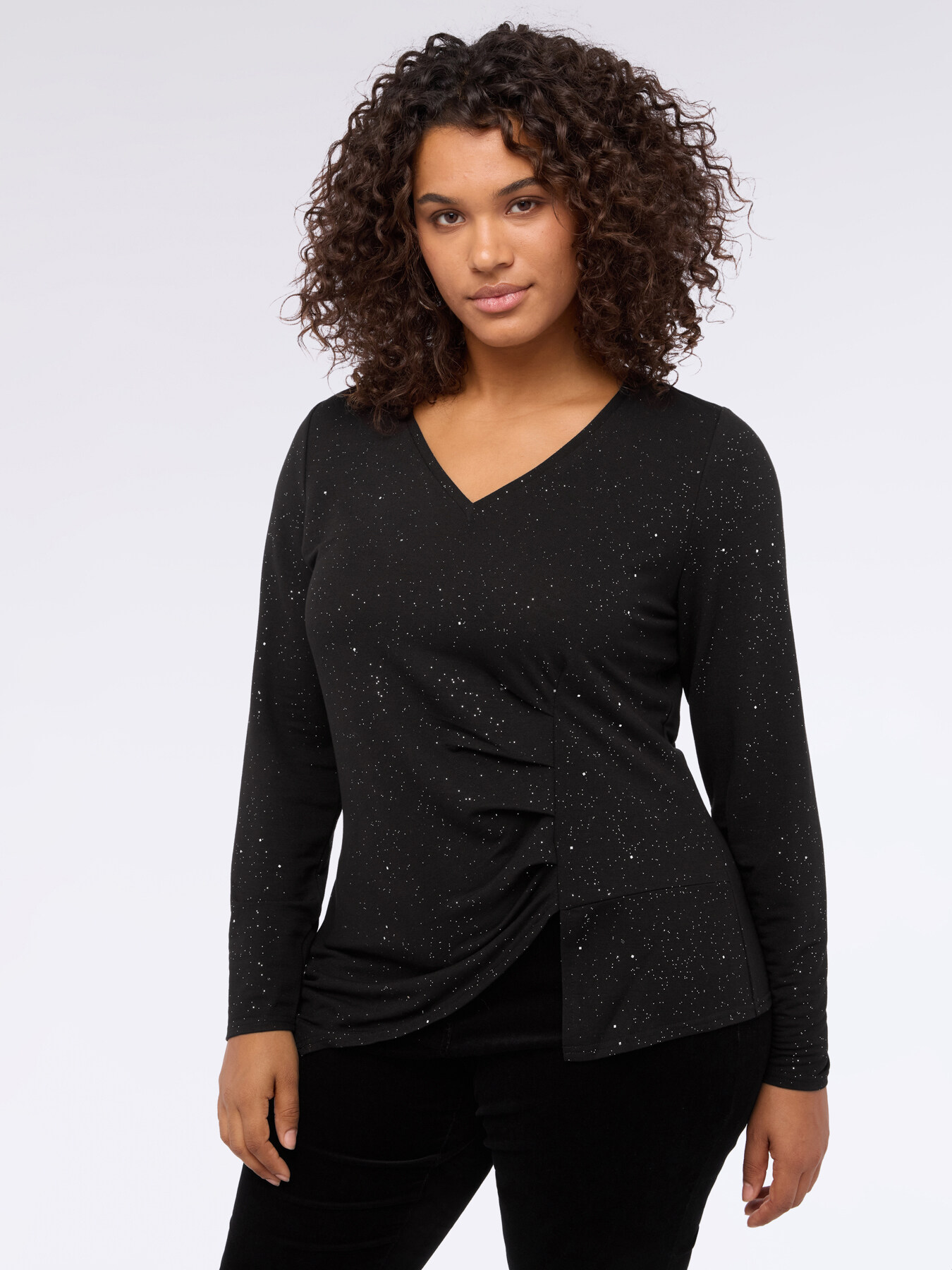 Glitter t-shirt with side draping image number 0