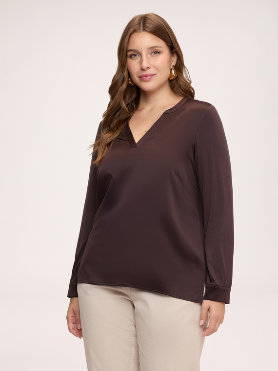 Zweifarbiges T-Shirt aus Satin und Jersey