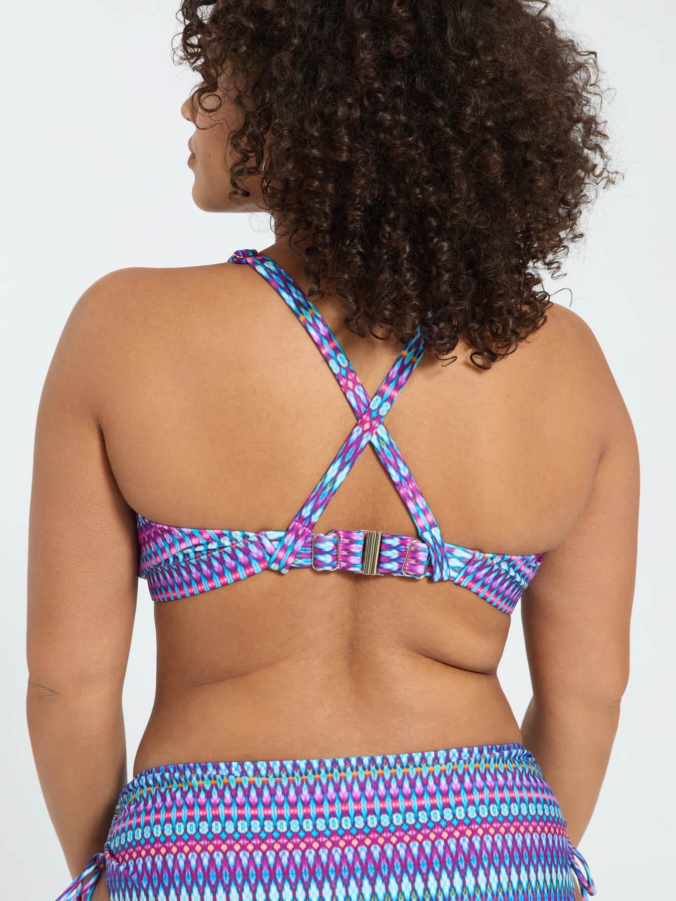 Multicolor print bikini with ties image number 4