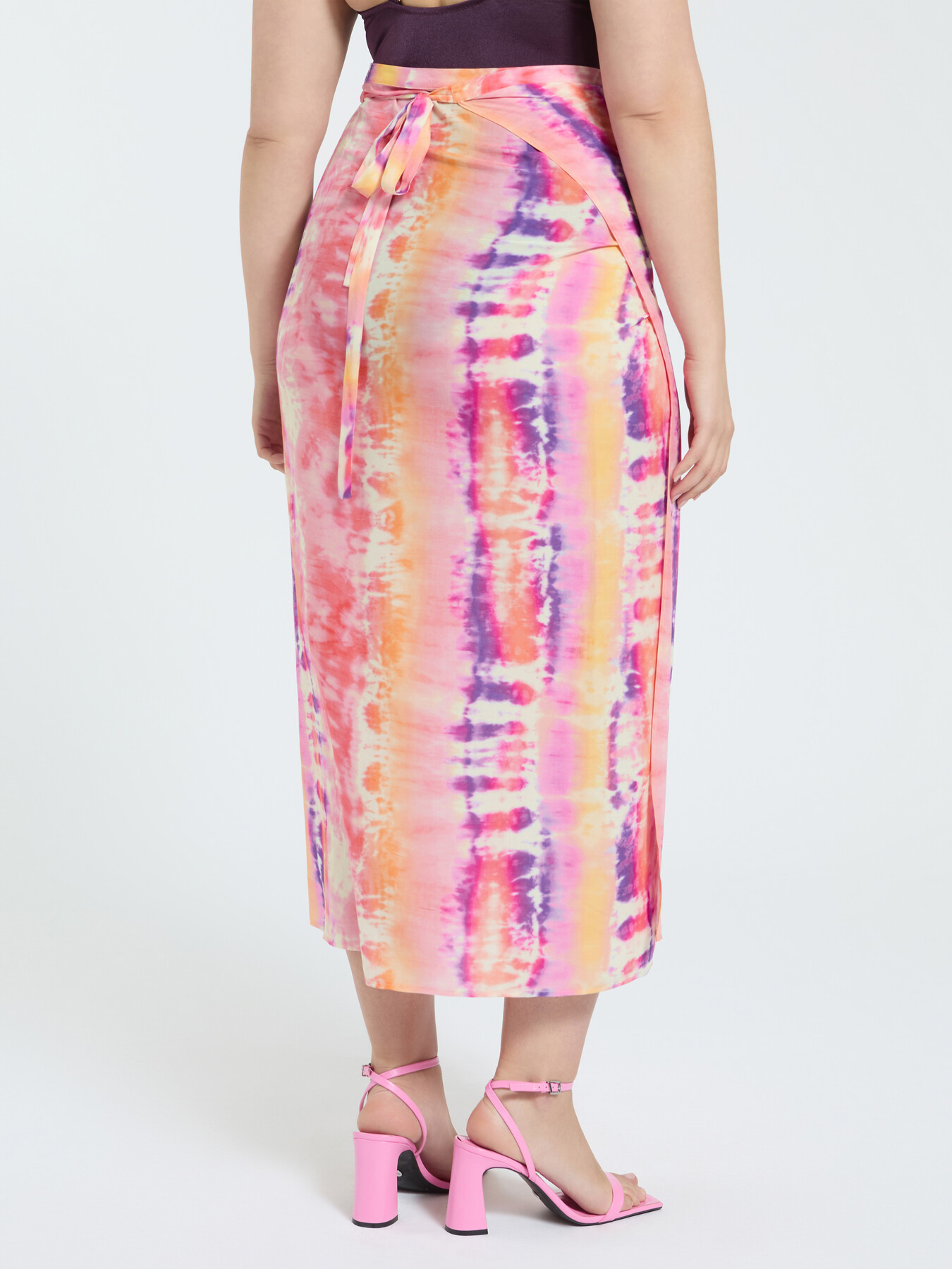 Viscose pareo with tie-dye print image number 1