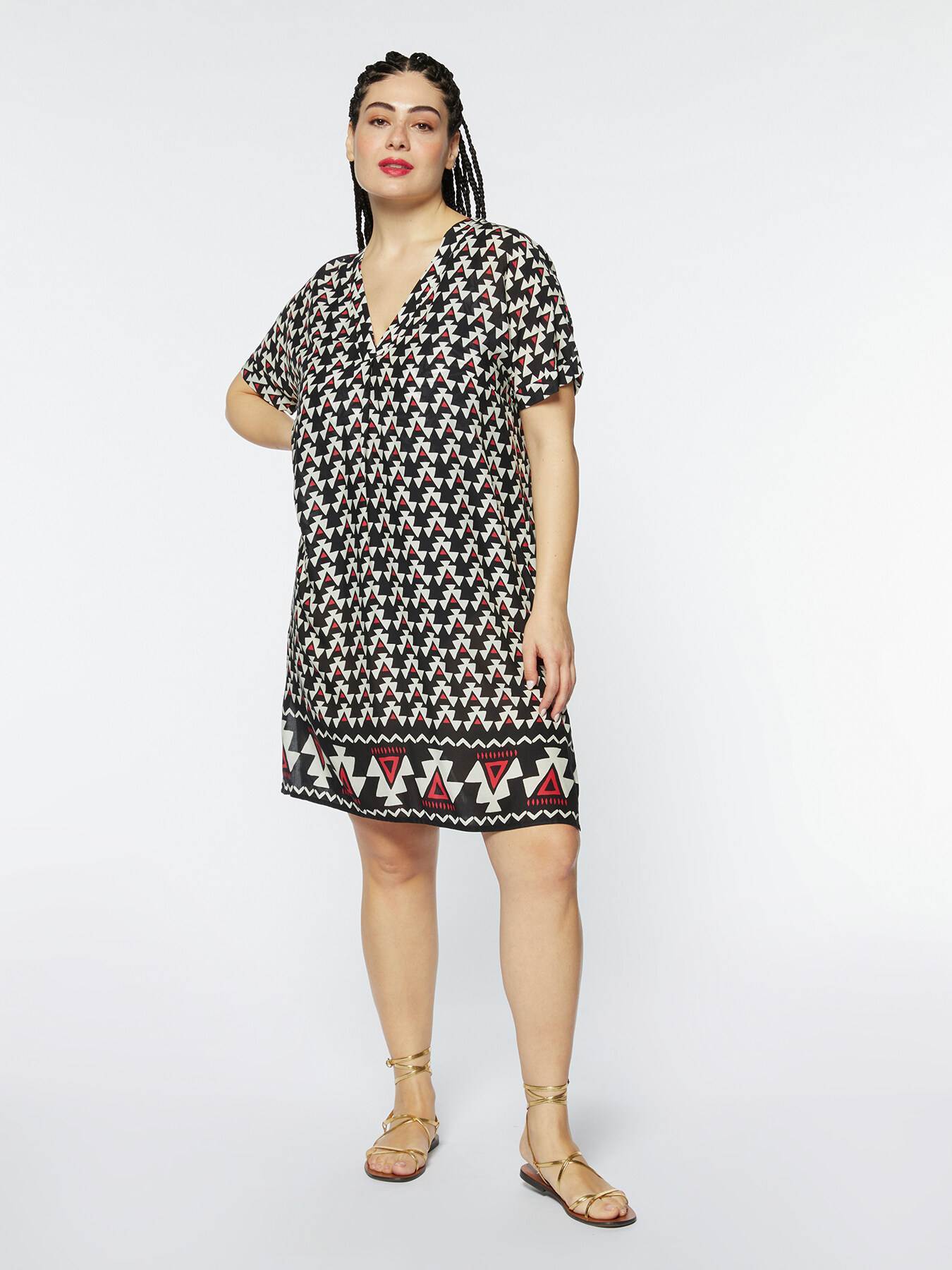 Ethnic print beach cover-up dress image number 0