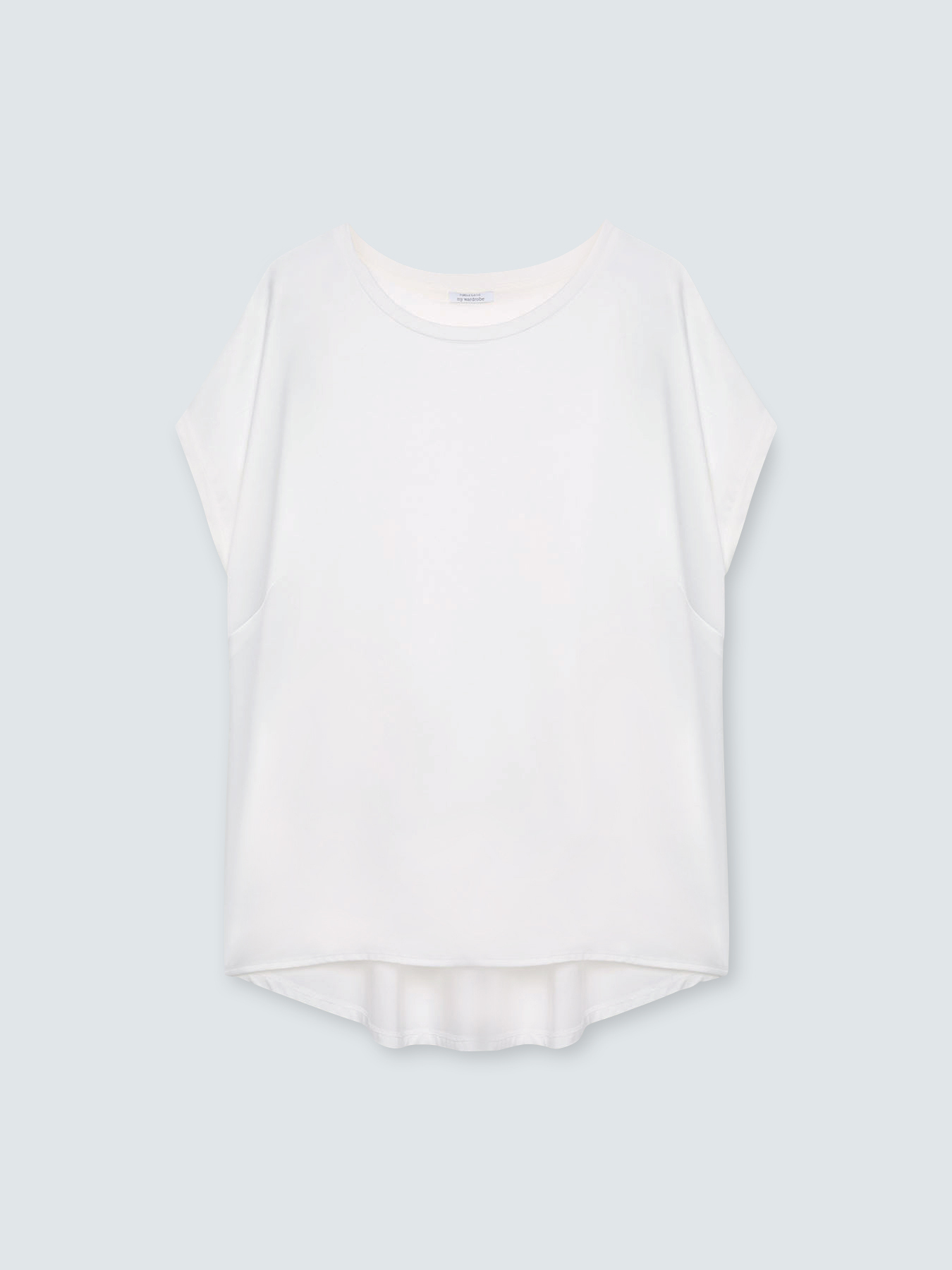 Two-material T-shirt with round neckline image number 4