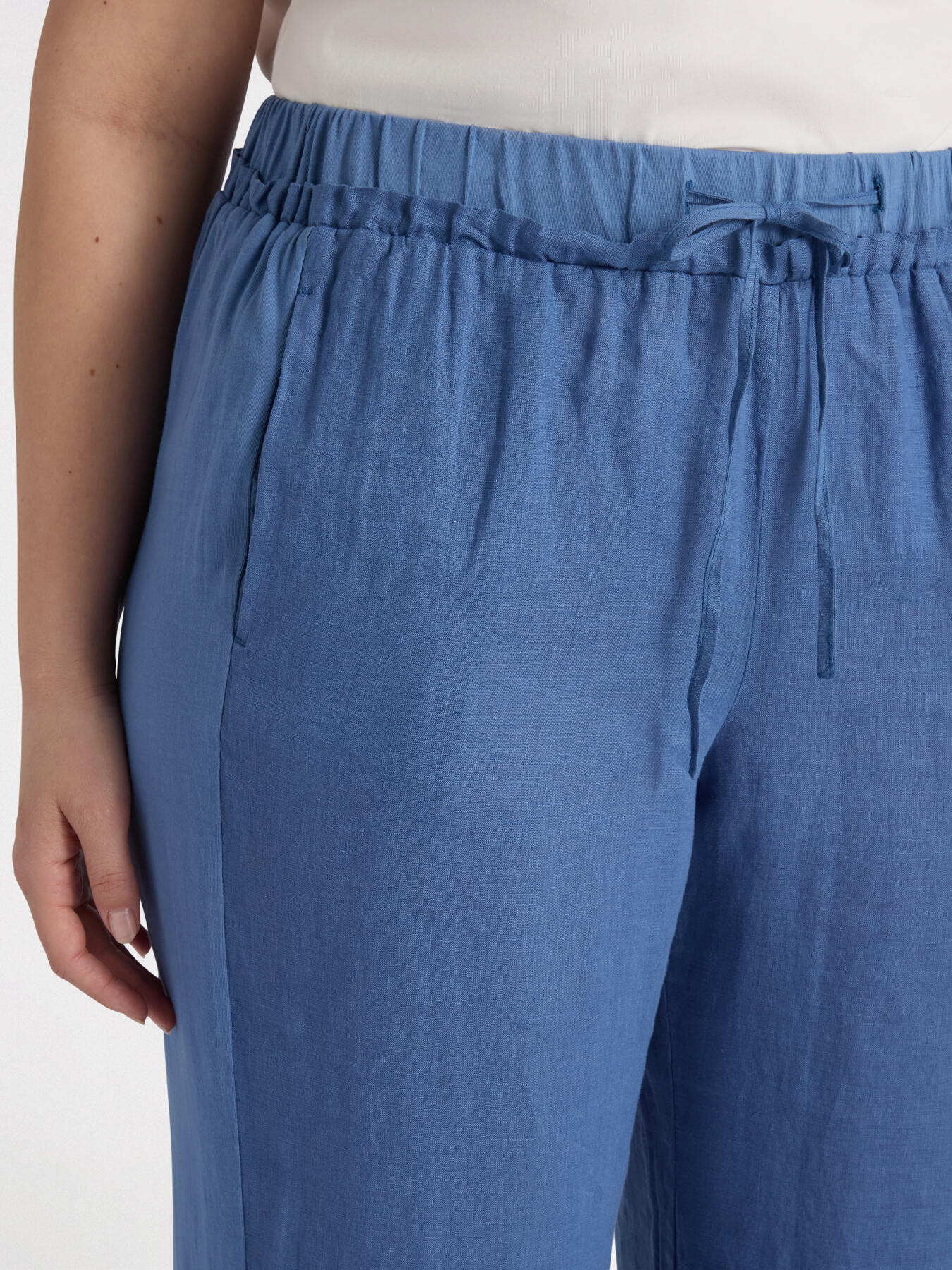 Pantalon en lin et jersey avec cordons image number 3