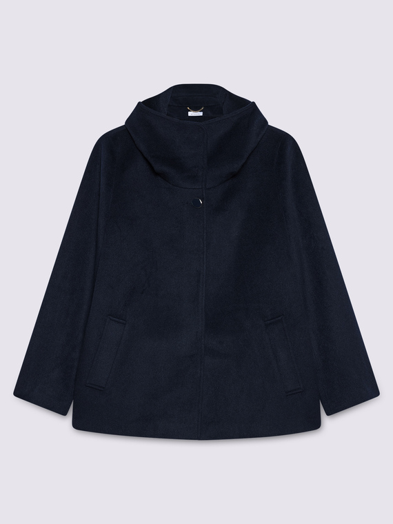 Veste en laine m&eacute;lang&eacute;e &agrave; capuche