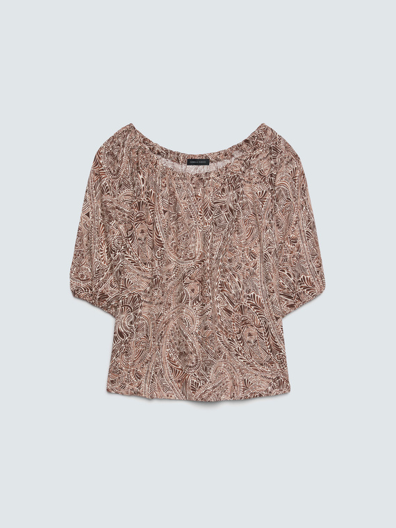 Off-Shoulder-Bluse mit Print