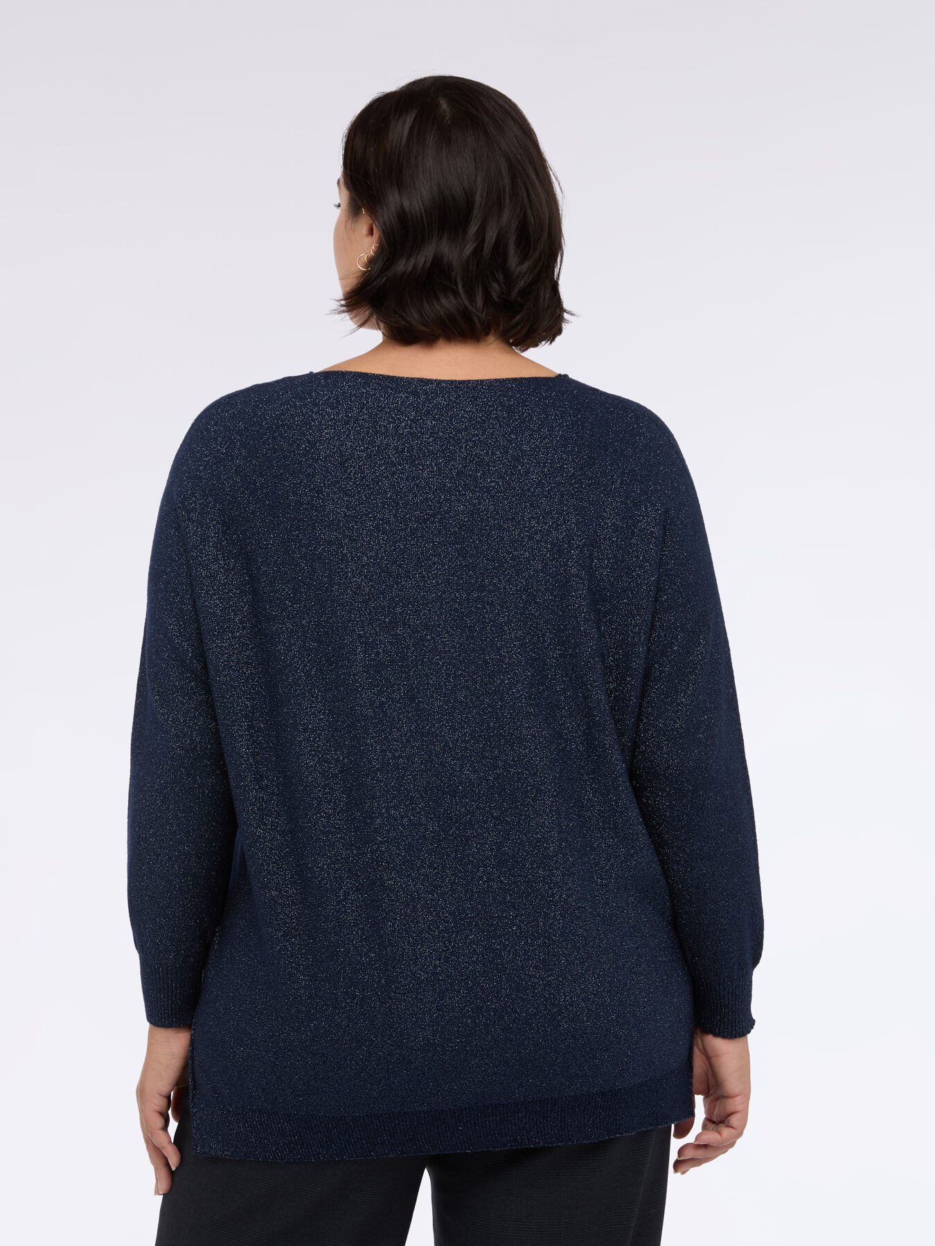 V-neck sweater in laminated fabric image number 1