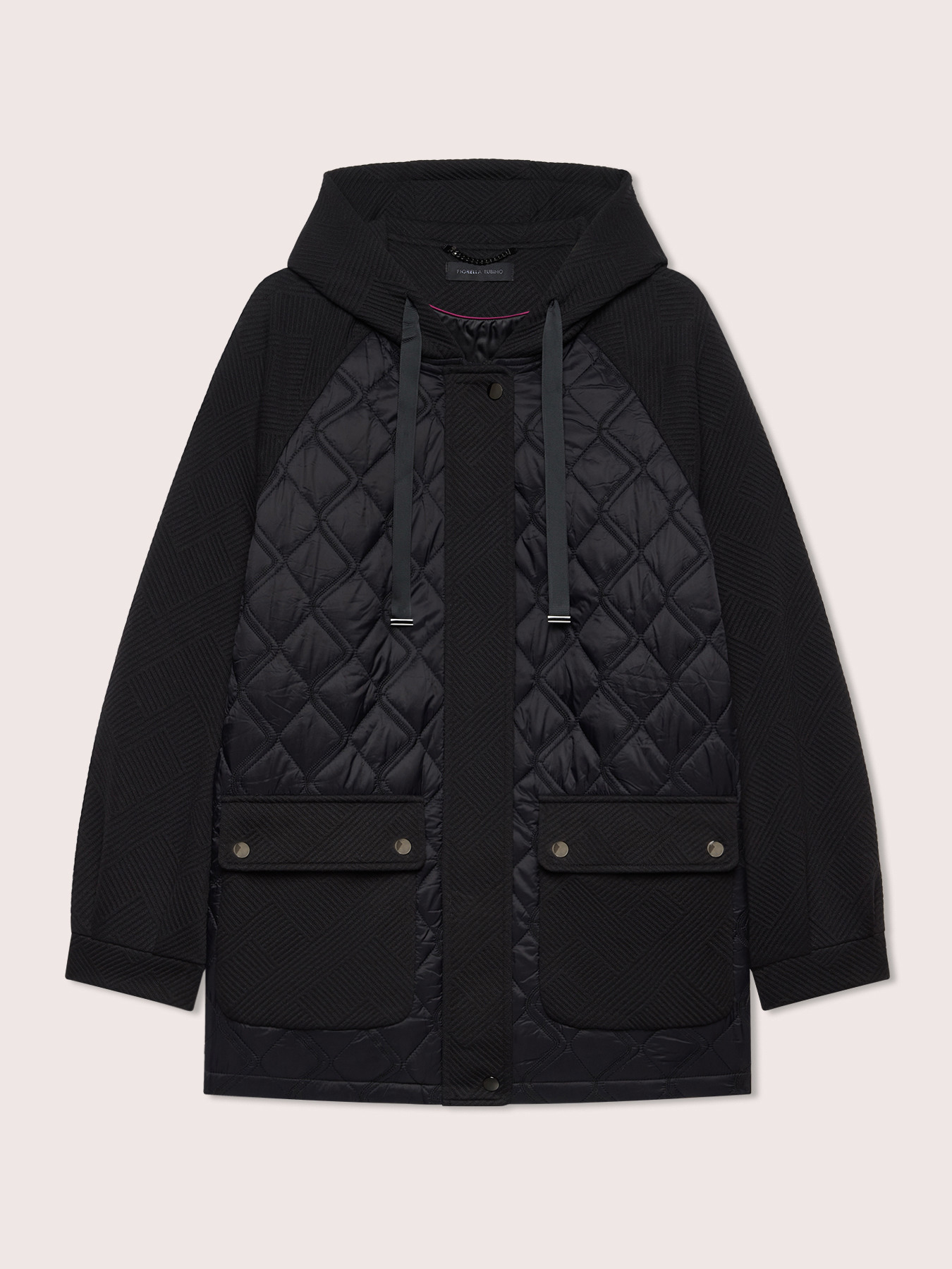 Bi-material down jacket with hood image number 4