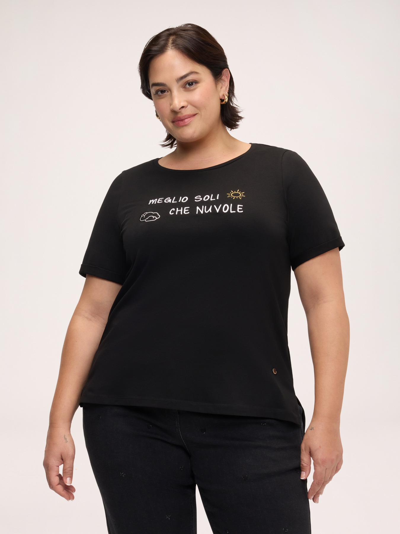 T-shirt en coton avec inscription ironique image number 0