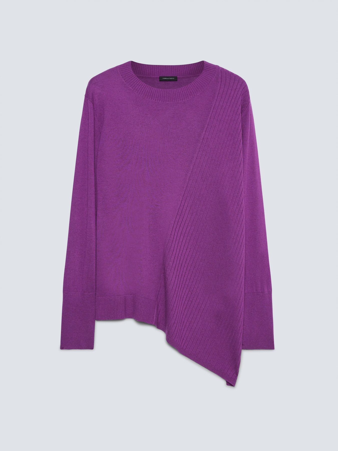 Maglia con parti a coste in lana e viscosa image number 3