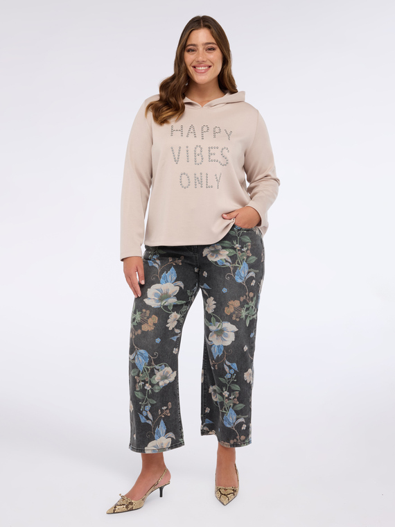 Cropped jeans with floral print