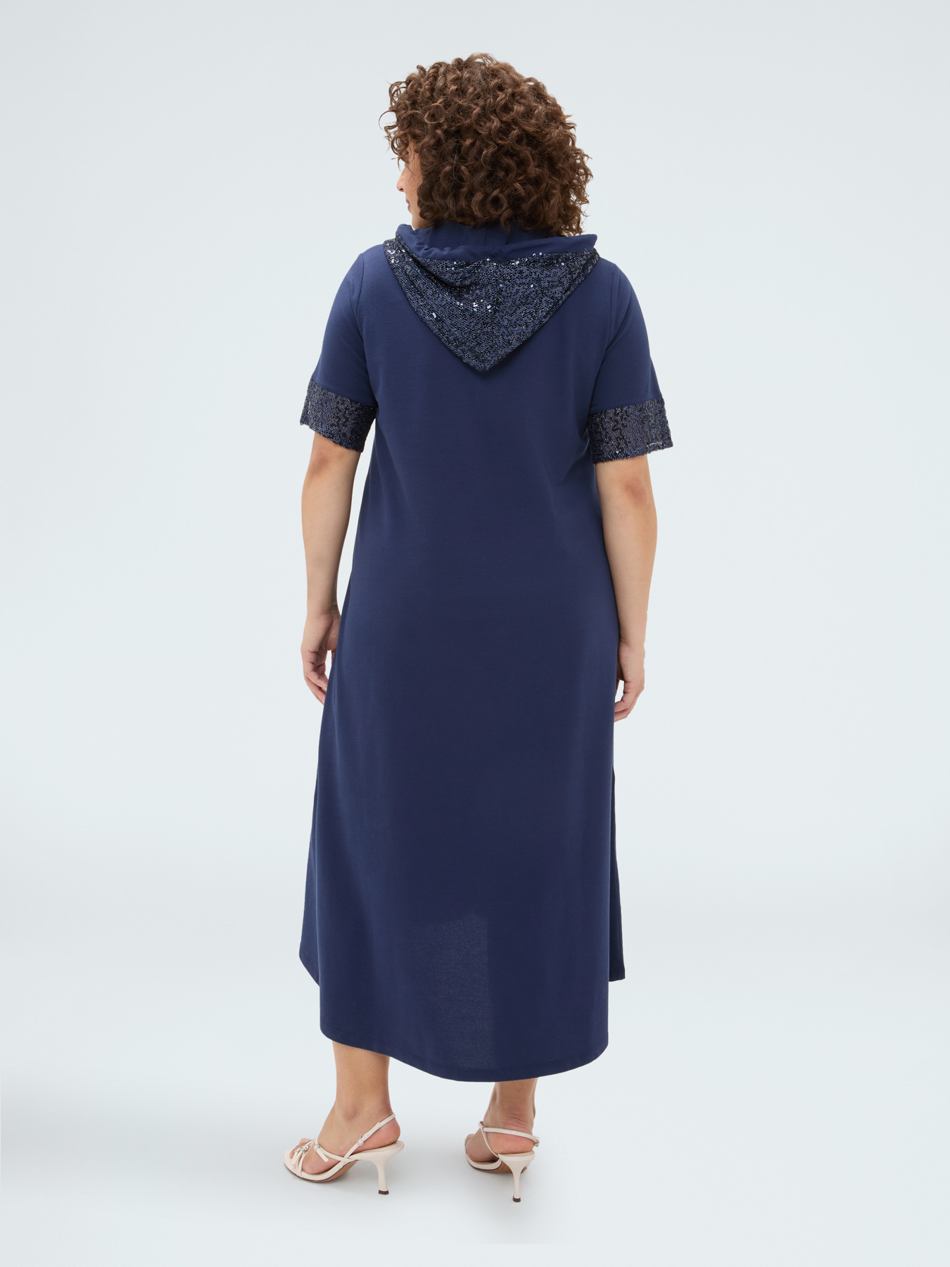 Vestito over in jersey con paillettes image number 1