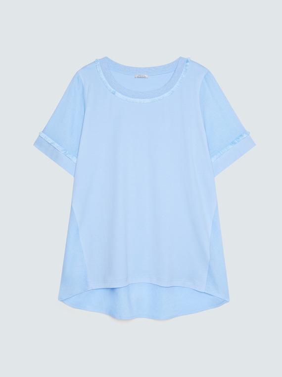 Two-tone linen blend T-shirt