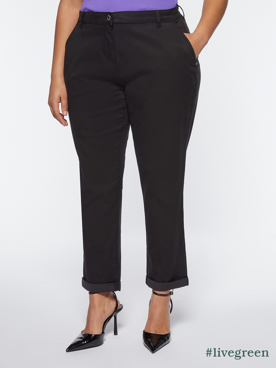 Fiorella Rubino - Pantaloni chinos in TENCEL™ Donna, Nero Taglia: 45 (54 IT)